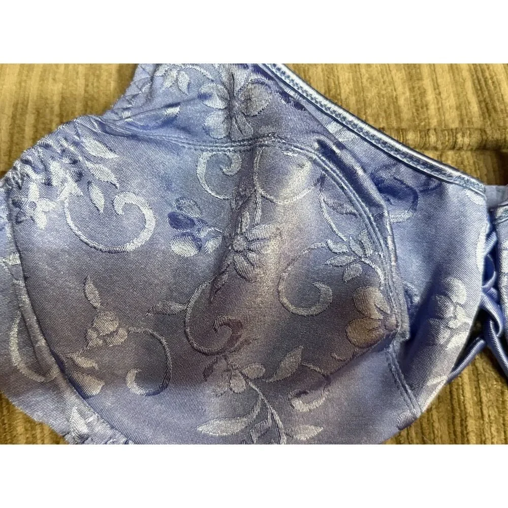 Vtg 90s Bali Fitting Tribute Bra 38C Purple Violet Lace Lingerie Unlined Retro
